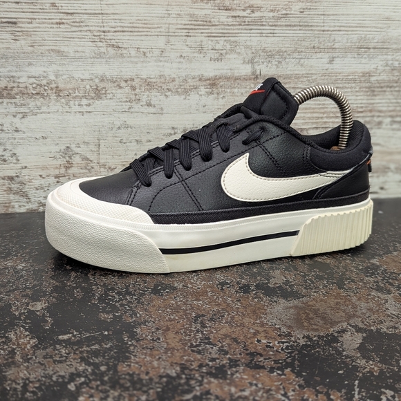 Nike Shoes - Womens Nike Court Legacy Lift Shoes Sz 6 Used DM7590 001 Black Leather